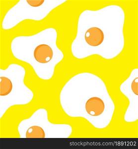 Fried egg food on yellow background seamless pattern. Vector illustration.