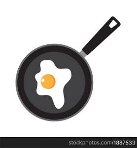Fried egg fried egg in a frying pan on white background. Vector illustration.