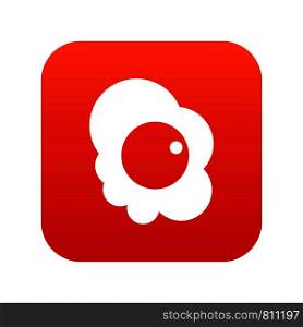 Fried egg icon digital red for any design isolated on white vector illustration. Fried egg icon digital red
