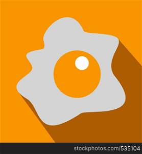 Fried egg icon in flat style on a yellow background. Fried egg icon, flat style