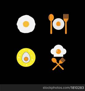 Fried egg illustration logo vector flat design