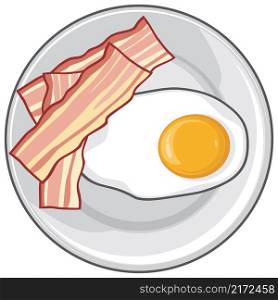Fried egg with bacon vector