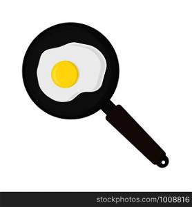 fried eggs in frying pan on white background, vector. fried eggs in frying pan on white background
