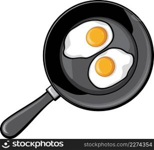 Fried eggs on frying pan