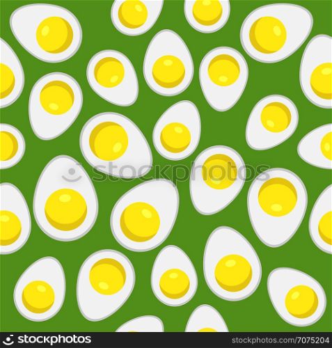 Fried Eggs Seamless Pattern on Orange Background. Fried Eggs Seamless Pattern
