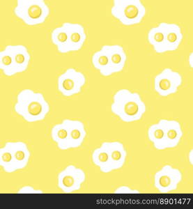 Fried Eggs seamless pattern on yellow background. Vector illustration.. Fried Eggs seamless pattern on yellow background.