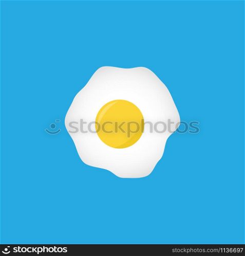Fried eggs vector flat icon on blue background