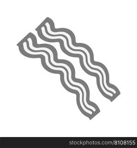 Fried strips of bacon in grayscale. Quick breakfast. International Bacon Day. Unhealthy food. Isolate. Sticker. Icon. Design for poster, banner, brochure or menu bar, restaurant, cafe. Vector. EPS