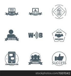 Friend social logo set. Simple set of 9 friend social vector logo for web isolated on white background. Friend social logo set, simple style