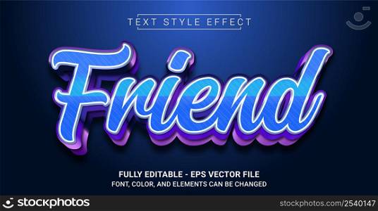 Friend Text Style Effect. Editable Graphic Text Template.