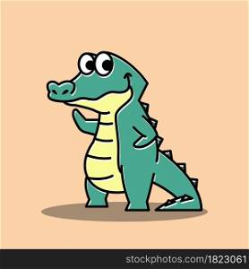 Friendly Crocodile Alligator Waving hand Funny Cute Character Cartoon Mascot
