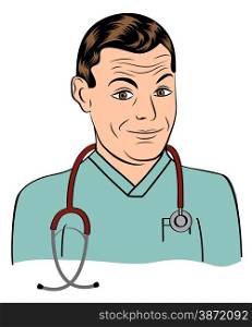 friendly doctor smiling, illustration in vector format