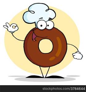 Friendly Donut Cartoon Character