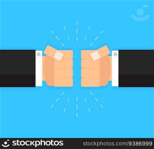 Friendly greeting with fists. Vector gesture partnership hands illustration. Friendly greeting with fists