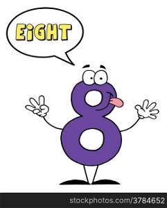 Friendly Number 8 Eight Guy With Speech Bubble