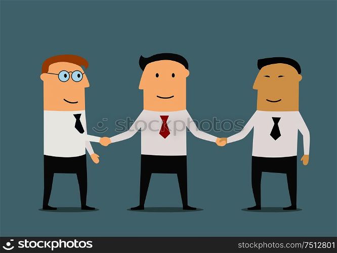 Friendly smiling businessman shakes hands two partners For business meeting concept design