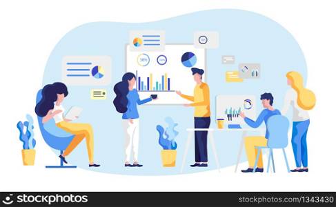 Friendly Team Work Colleagues large Remote Office. Structure and Organization Remote Office. Task and Project Management System. Electronic Document Management. Creative Coworking.
