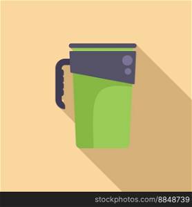 Friendly thermo cup icon flat vector. Coffee mug. Recycle metal. Friendly thermo cup icon flat vector. Coffee mug