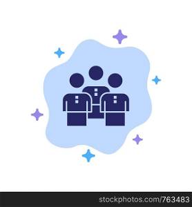 Friends, Business, Group, People, Protection, Team, Workgroup Blue Icon on Abstract Cloud Background