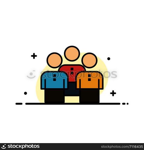 Friends, Business, Group, People, Protection, Team, Workgroup Business Flat Line Filled Icon Vector Banner Template