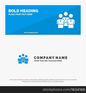 Friends, Business, Group, People, Protection, Team, Workgroup SOlid Icon Website Banner and Business Logo Template