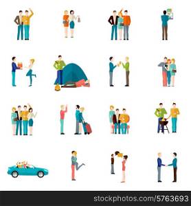 Friends company teamwork togetherness and brotherhood concept icons set isolated vector illustration