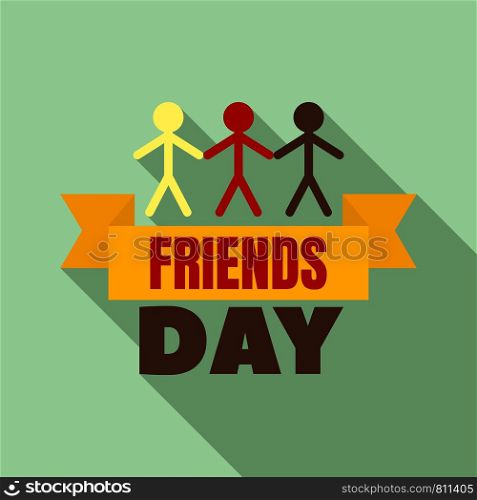Friends group day logo. Flat illustration of friends group day vector logo for web design. Friends group day logo, flat style