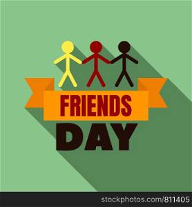 Friends group day logo. Flat illustration of friends group day vector logo for web design. Friends group day logo, flat style