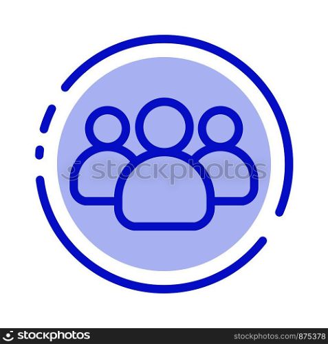 Friends, Group, Users, Team Blue Dotted Line Line Icon