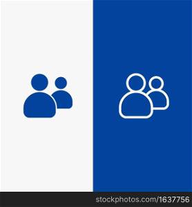 Friends, Group, Users, Team Line and Glyph Solid icon Blue banner Line and Glyph Solid icon Blue banner