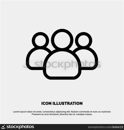 Friends, Group, Users, Team Line Icon Vector