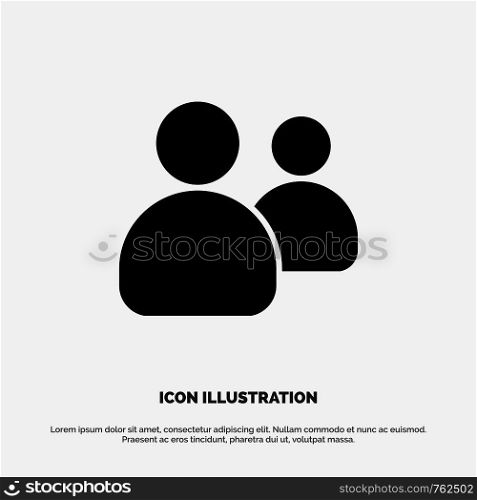 Friends, Group, Users, Team solid Glyph Icon vector