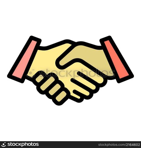 Friends handshake icon. Outline friends handshake vector icon color flat isolated. Friends handshake icon color outline vector