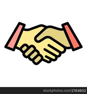 Friends handshake icon. Outline friends handshake vector icon color flat isolated. Friends handshake icon color outline vector