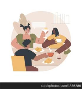 Friends meeting abstract concept vector illustration. Friendly meeting, friendship support, cheerful conversation, sharing leisure time with pals, soul mate, going out together abstract metaphor.. Friends meeting abstract concept vector illustration.