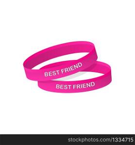 Friendship bracelets. Bracelets with text best friend. Friendship Day. Vector. EPS 10