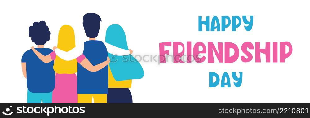 Friendship Day. A group of people are hugging. The concept of friendship, unity and love. Vector. Friendship Day. A group of people are hugging. The concept of friendship, unity and love. Vector illustration