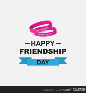 Friendship Day logo. Happy Friendship Day text and friendship bracelets with the inscription Best Friend. Vector EPS 10