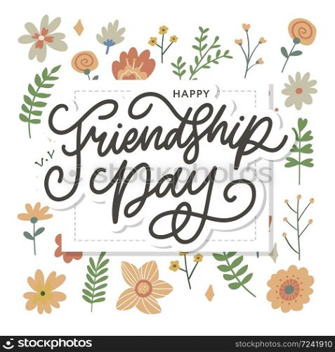 Friendship day vector illustration with text and elements for celebrating friendship day 2020. Friendship day vector illustration with text and elements for celebrating friendship day flowers
