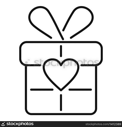 Friendship gift box icon. Outline friendship gift box vector icon for web design isolated on white background. Friendship gift box icon, outline style