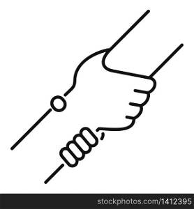 Friendship hand help icon. Outline friendship hand help vector icon for web design isolated on white background. Friendship hand help icon, outline style