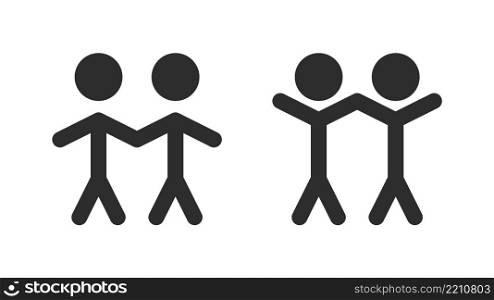Friendship icon. Friends hold hands. The concept of unity and love.. Friendship icon. Friends hold hands. The concept of unity and love. Vector illustration