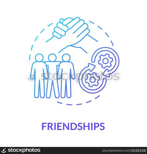 Friendships participation blue gradient concept icon. Social participation. Relations type, communication in group abstract idea thin line illustration. Vector isolated outline color drawing. Friendships participation blue gradient concept icon