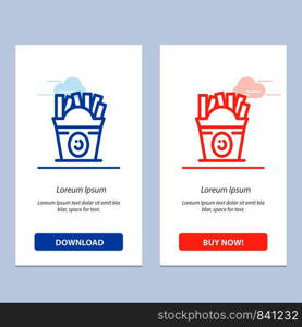 Fries, Fast food, Food, Usa Blue and Red Download and Buy Now web Widget Card Template