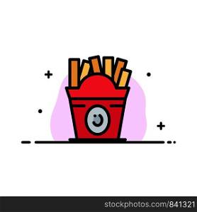 Fries, Fast food, Food, Usa Business Flat Line Filled Icon Vector Banner Template