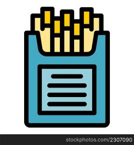 Fries icon. Outline fries vector icon color flat isolated. Fries icon color outline vector