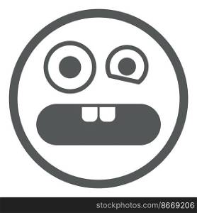 Frightened emoji. Round face in fear. Shocked expression icon isolated on white background. Frightened emoji. Round face in fear. Shocked expression icon