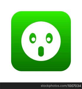 Frightened emoticon digital green for any design isolated on white vector illustration. Frightened emoticon digital green