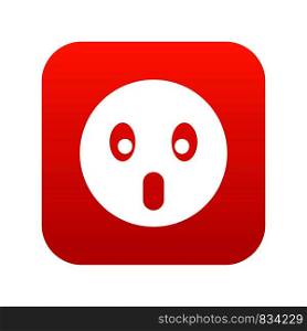 Frightened emoticon digital red for any design isolated on white vector illustration. Frightened emoticon digital red
