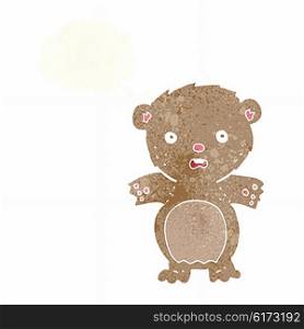 frightened teddy bear cartoon with thought bubble